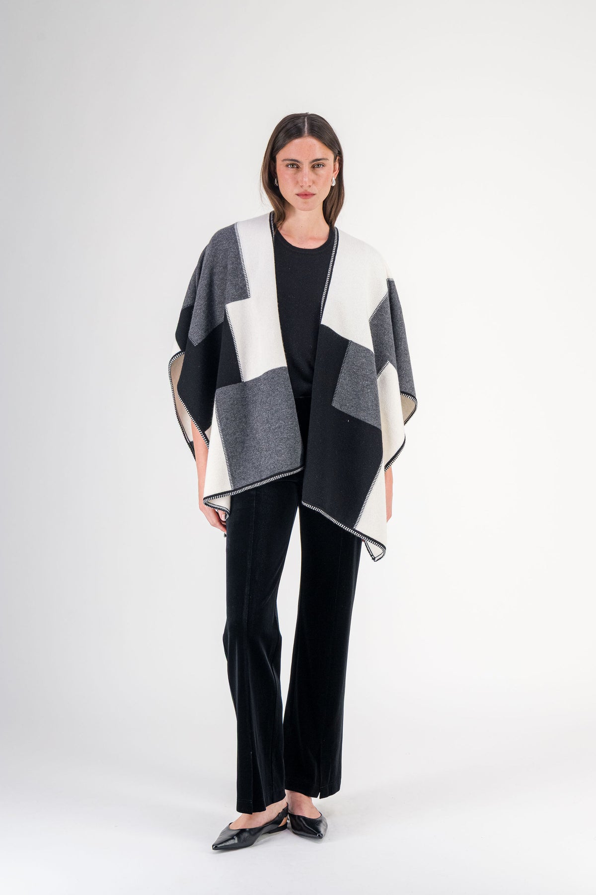 Pantalon droit en velours stretch noir