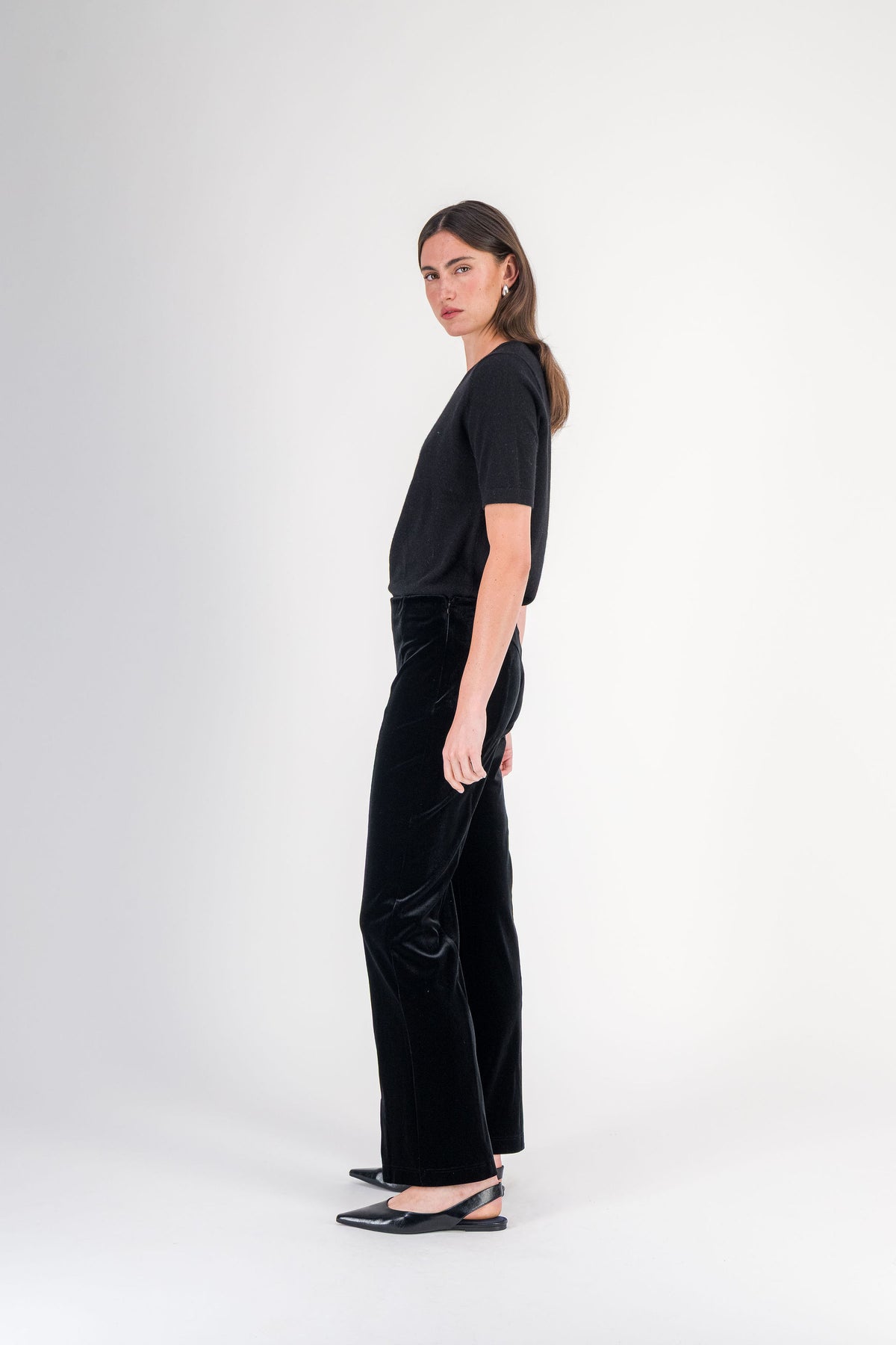 T-shirt en cachemire col rond noir