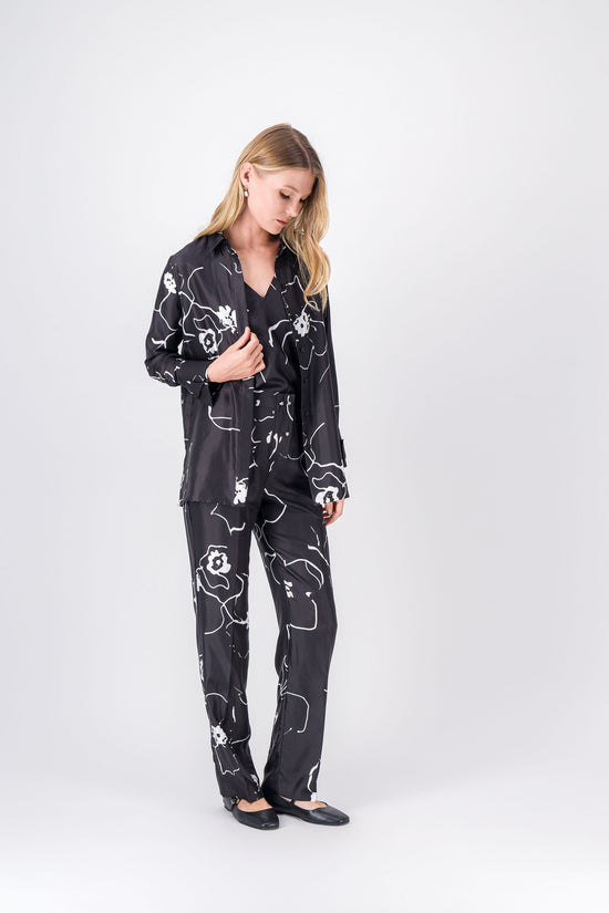 Pantalon en toile de soie imprimé