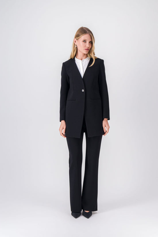 Pantalon évasé noir a plis