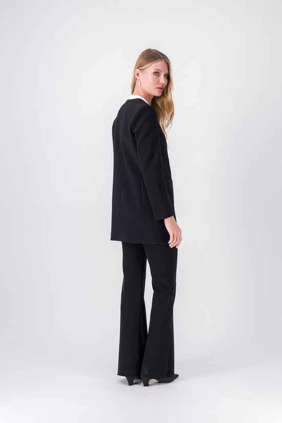 Pantalon évasé noir a plis