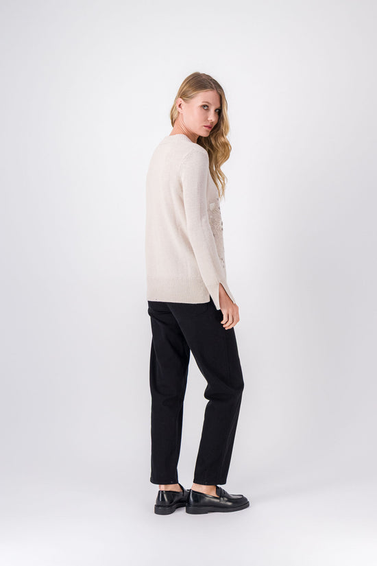 Pull beton avec brodure floral