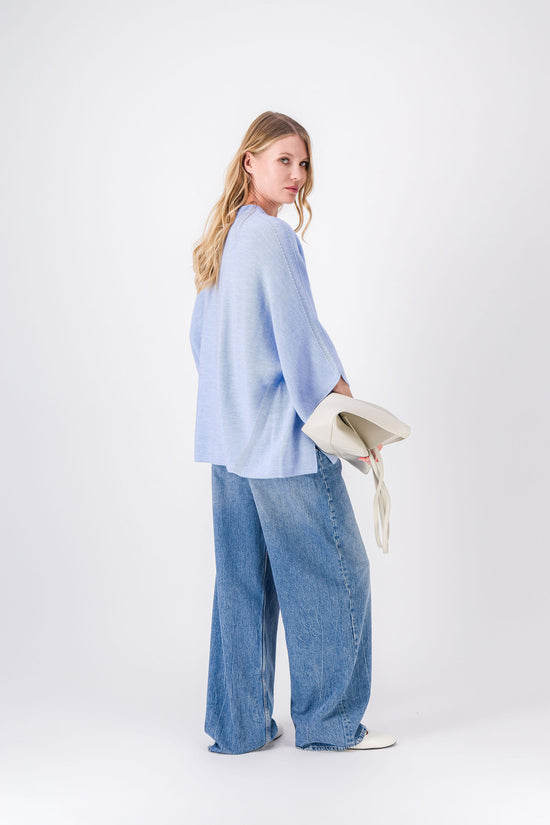 Pull bleu moyen à col rond