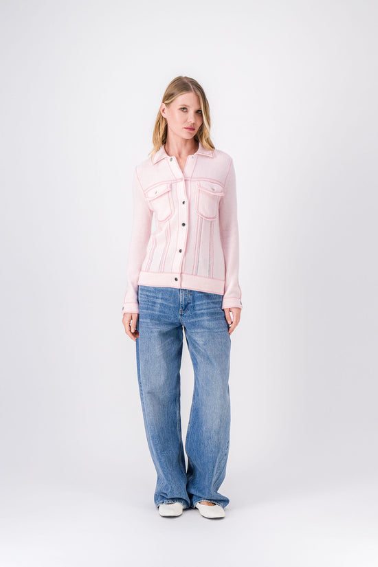 Cardigan rose pale effet veste