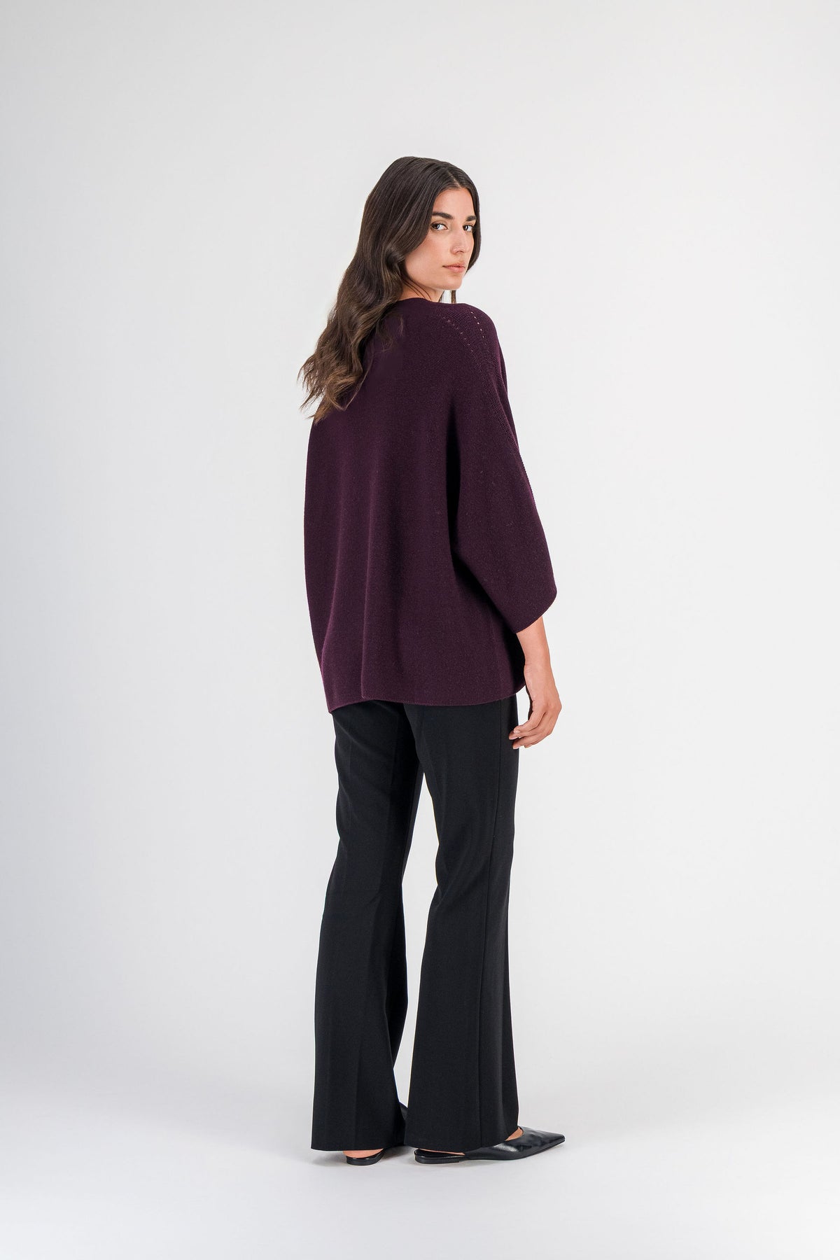Pull ample en laine mérinos grenat