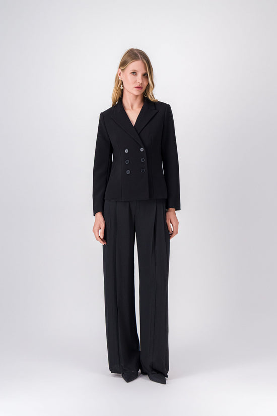 Veste noire croisée à 6 boutons