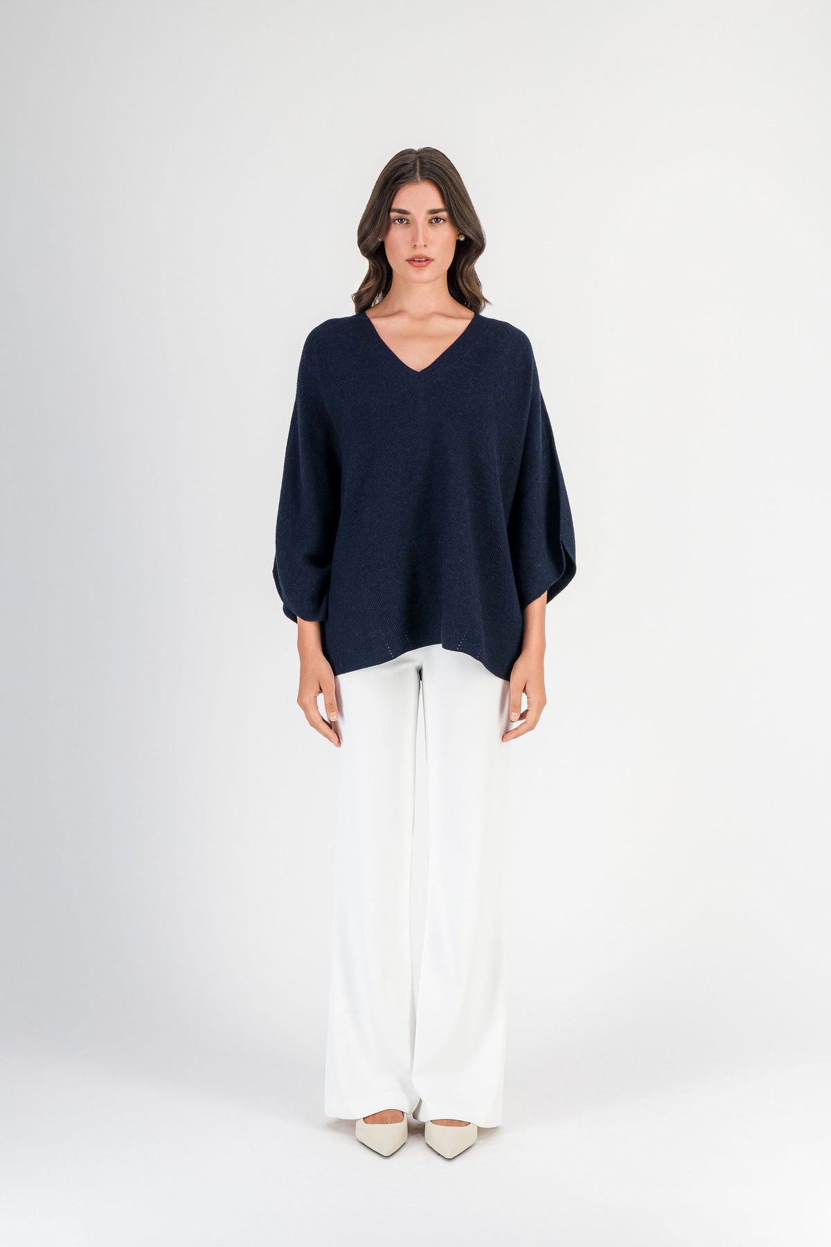 Pull ample en laine mérinos marine