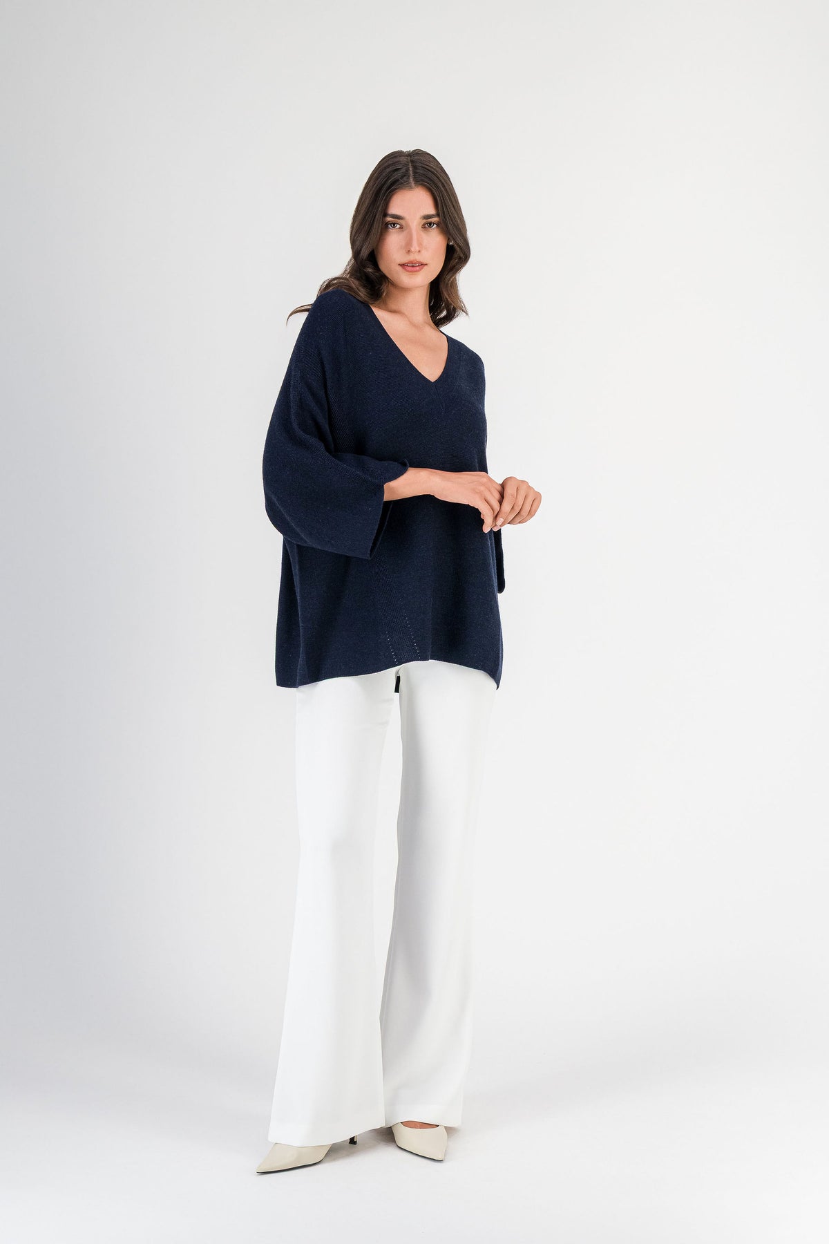 Pull ample en laine mérinos marine