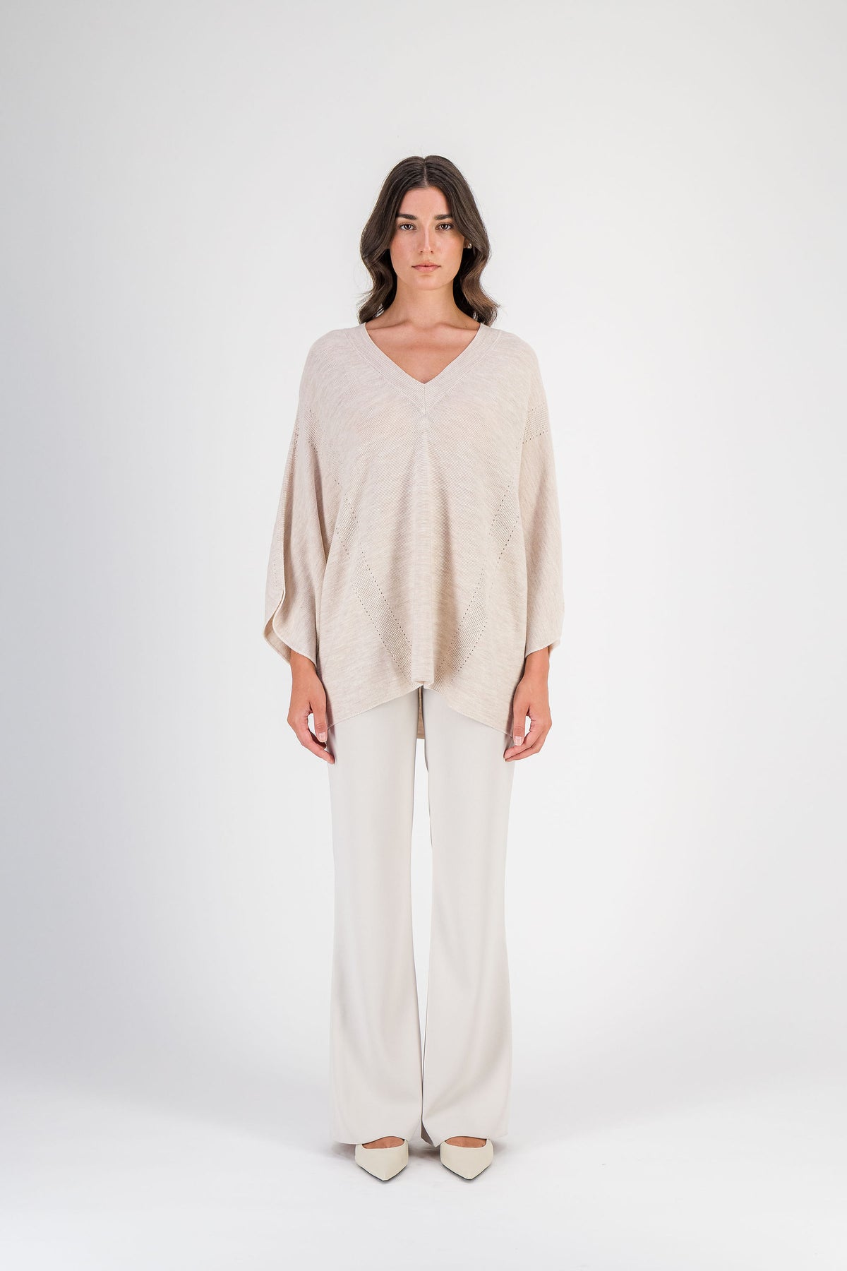 Pull ample en mérinos beige clair