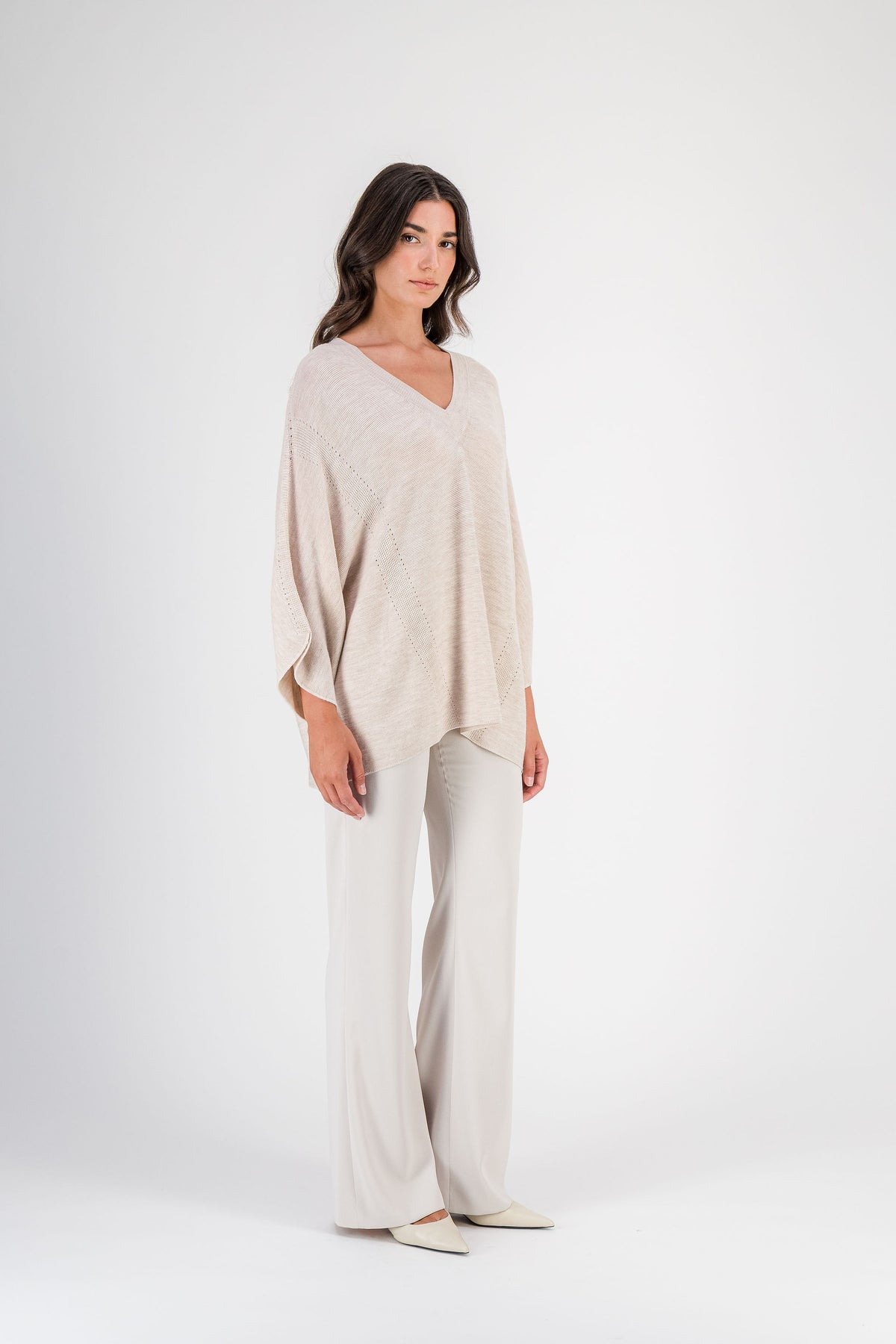 Pull ample en mérinos beige clair