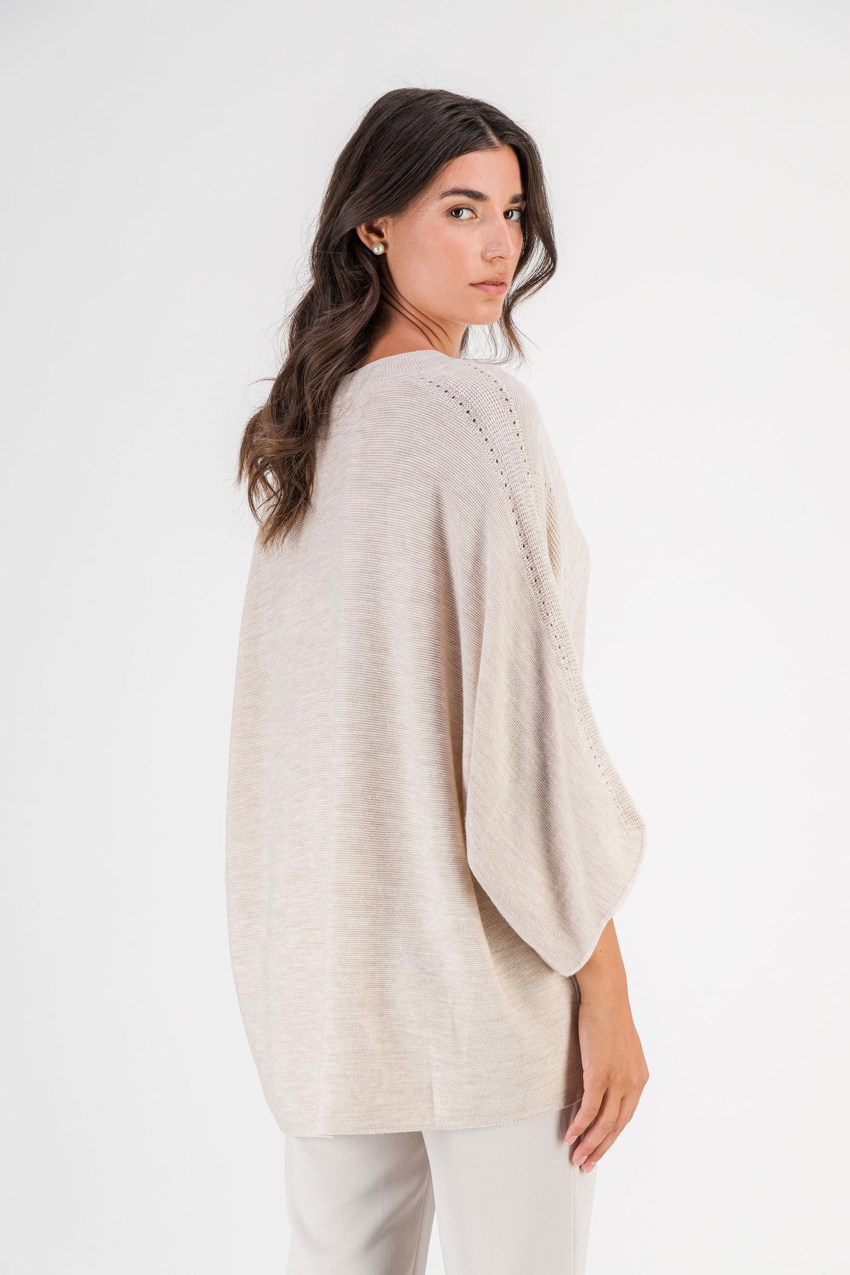 Pull ample en mérinos beige clair