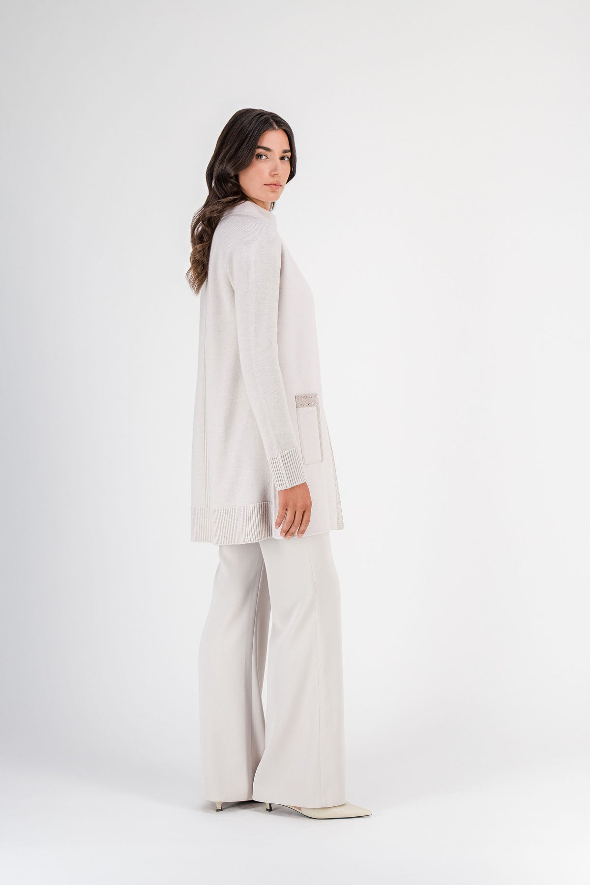 Manteau bi-matière double face et maille béton
