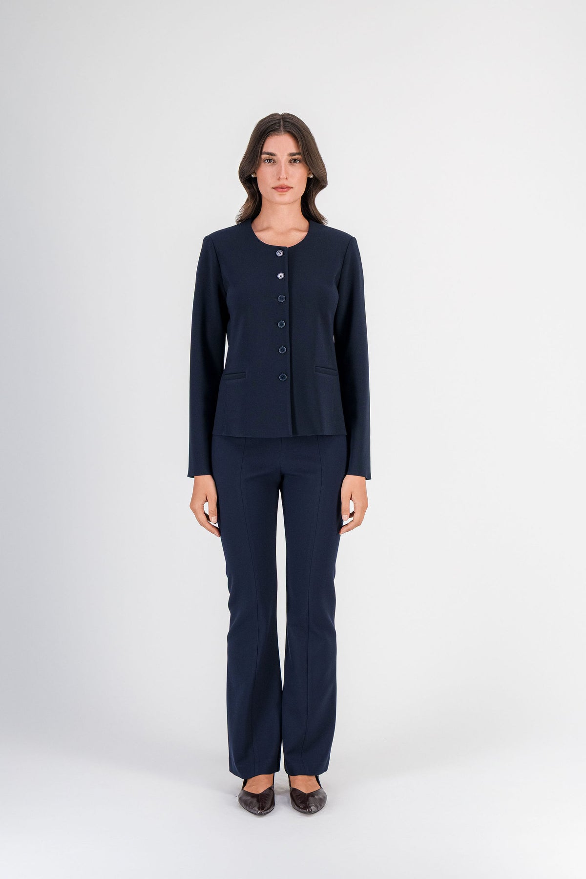 Veste courte col rond marine