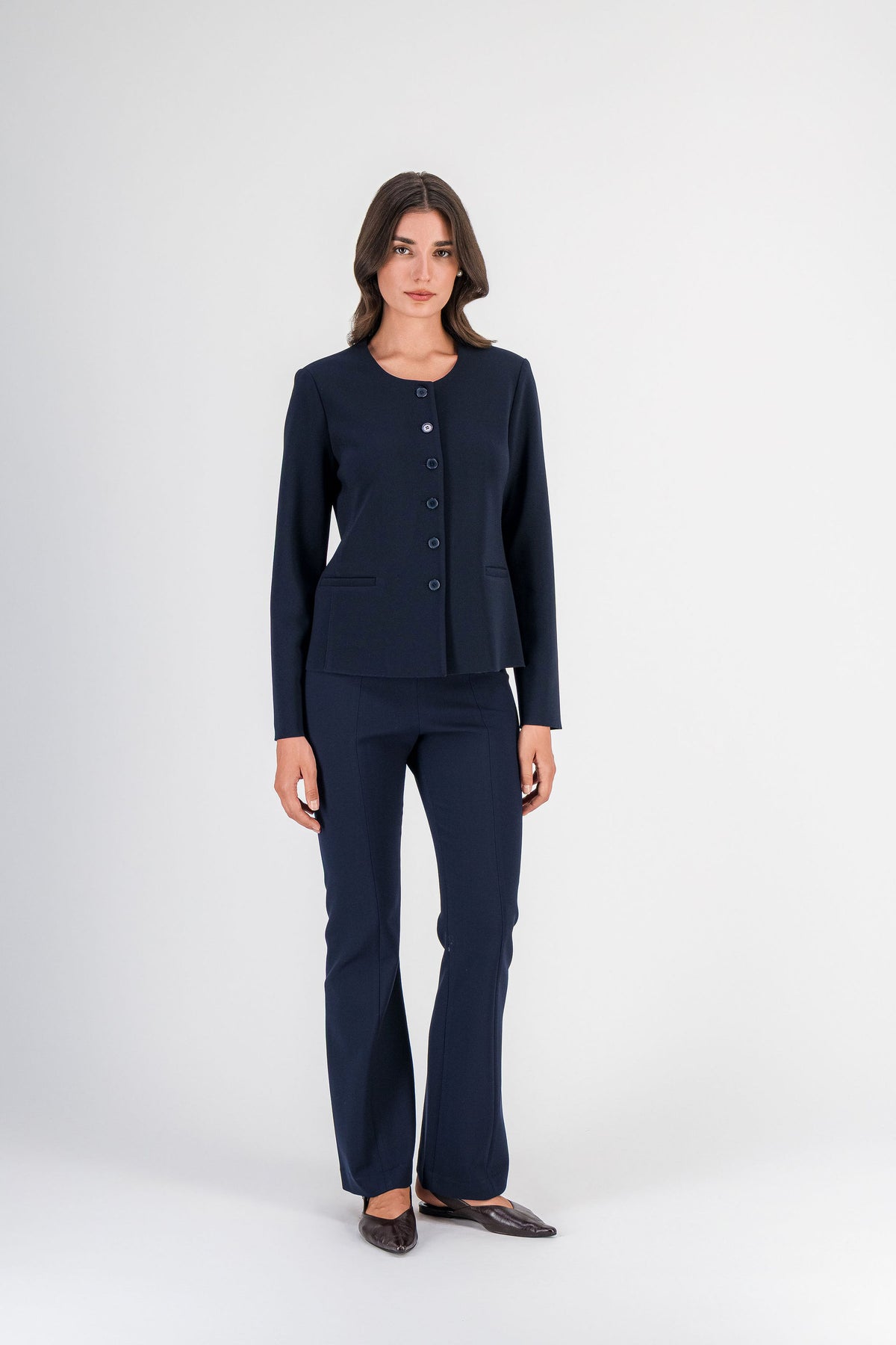 Veste courte col rond marine
