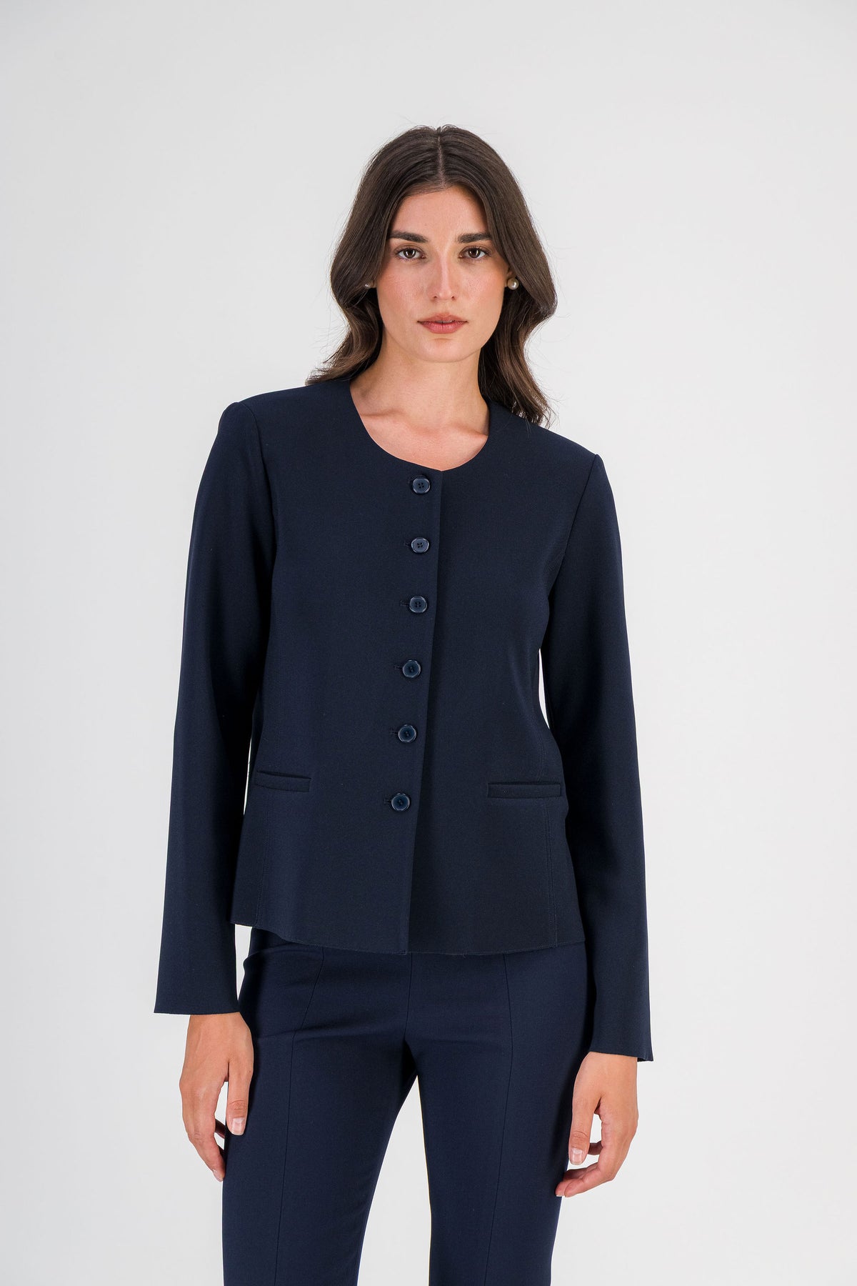 Veste courte col rond marine