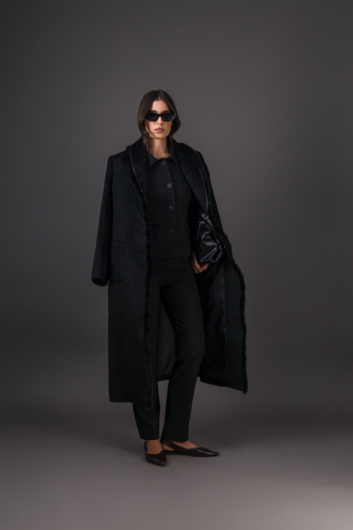 Pantalon droit à pli marqué noir