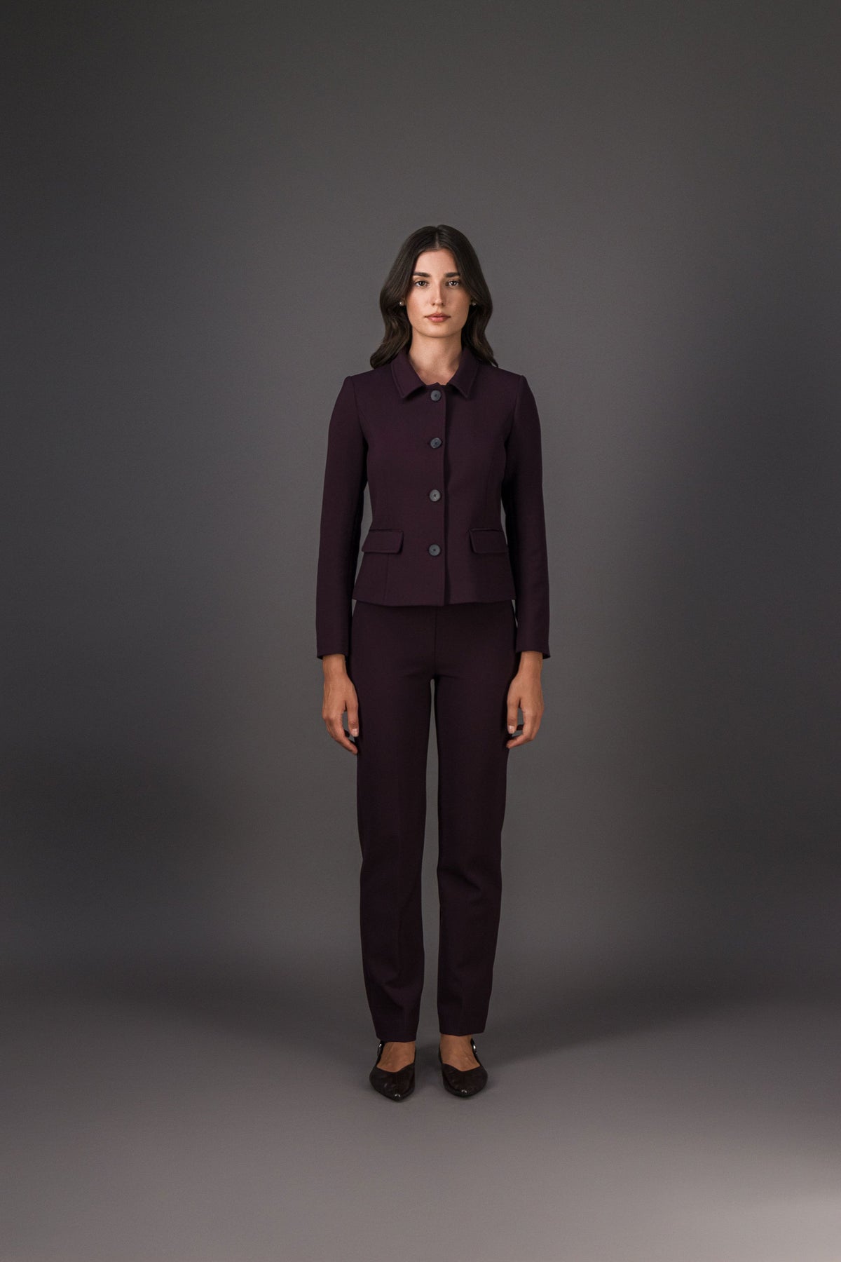 Pantalon droit à pli marqué grenat