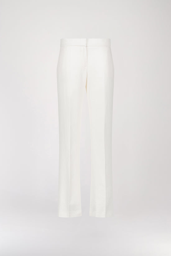 White linen straight pants