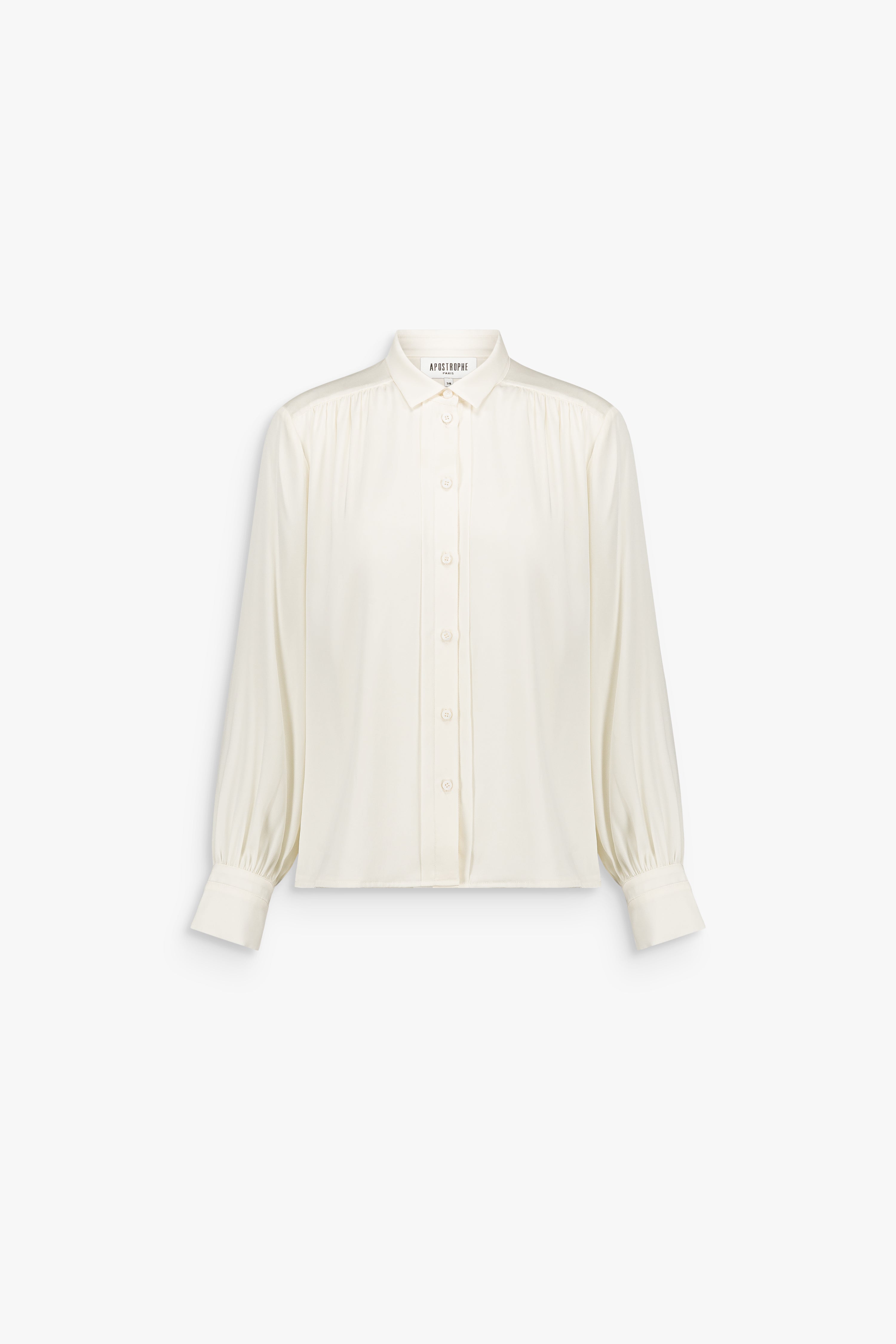 Chemise en soie manches amples blanc cassé