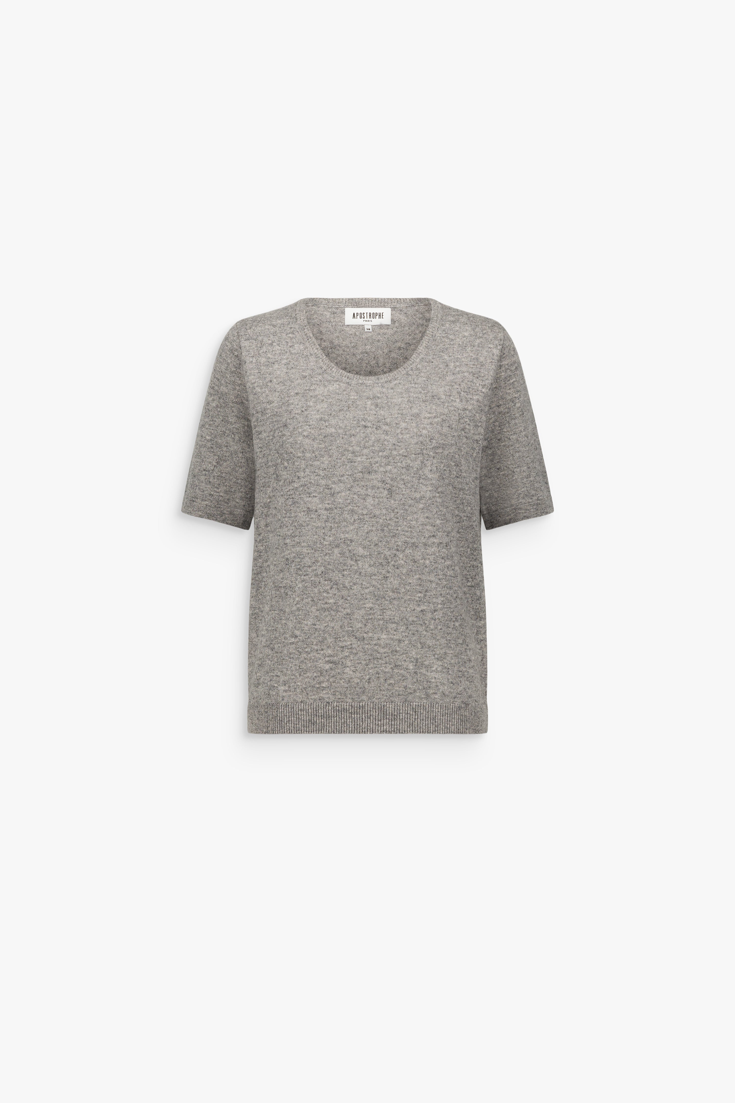 T-shirt en cachemire col rond gris moyen