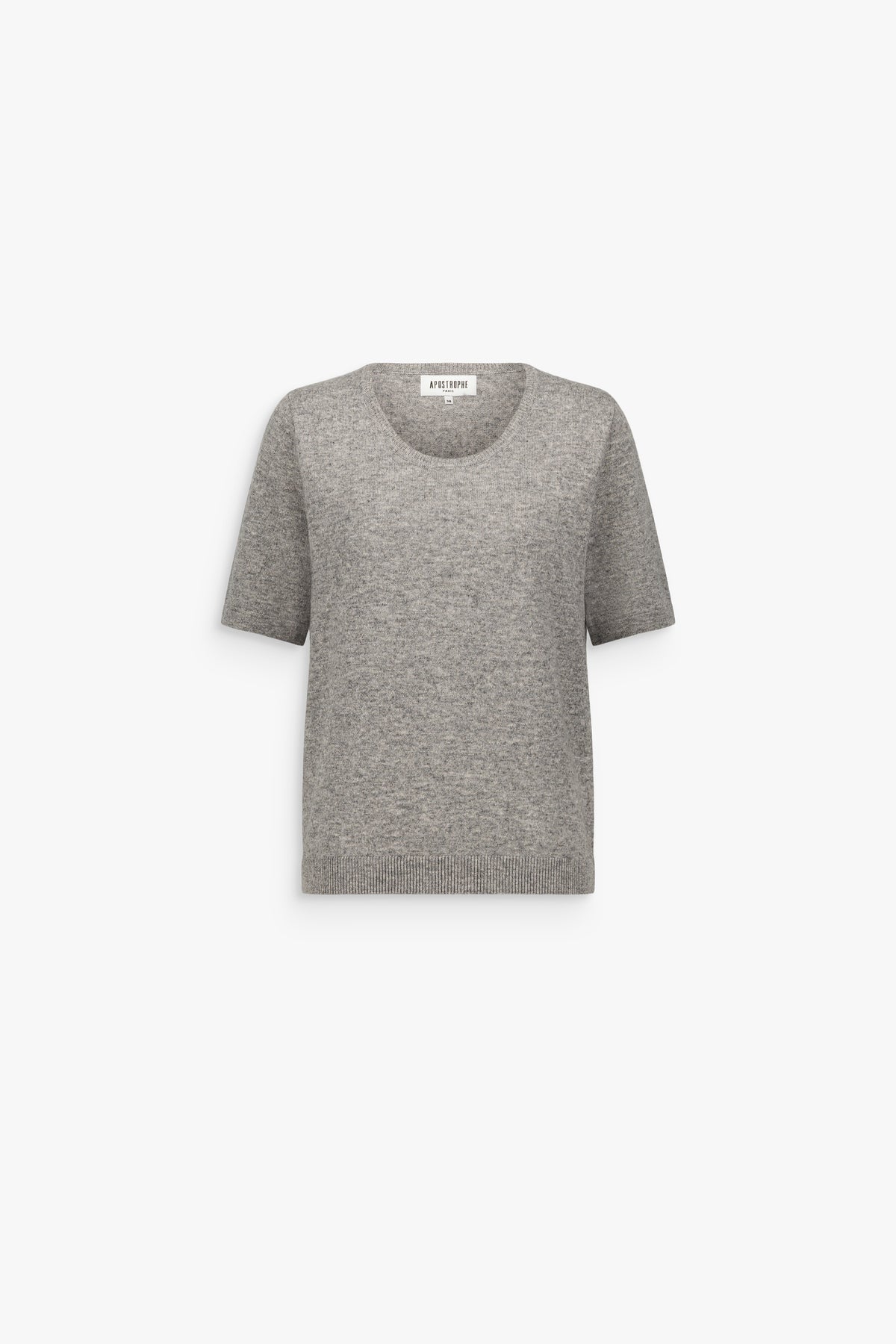 T-shirt en cachemire col rond gris moyen