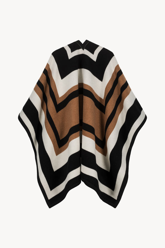 cape poncho motif ethnique cachemire laine