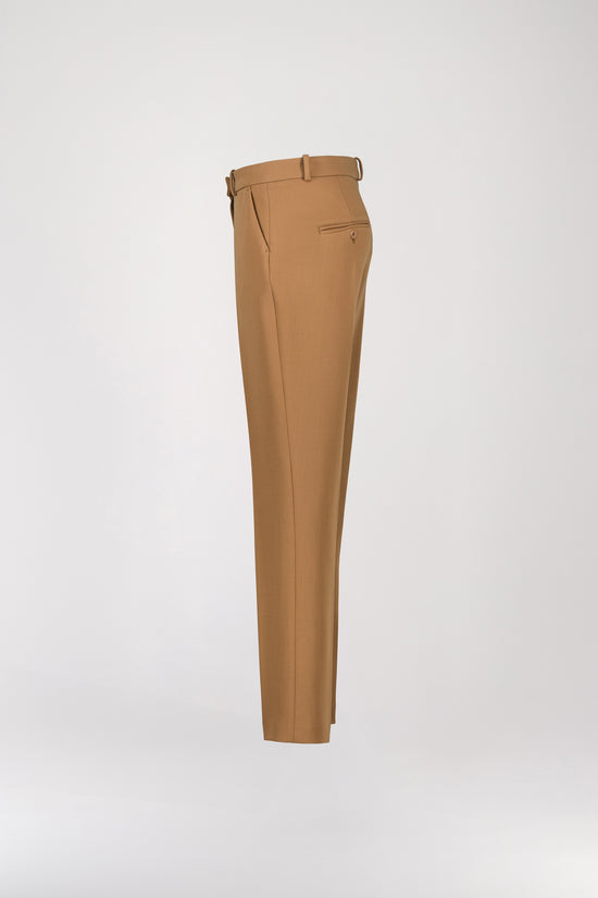 Pantalon droit en laine camel