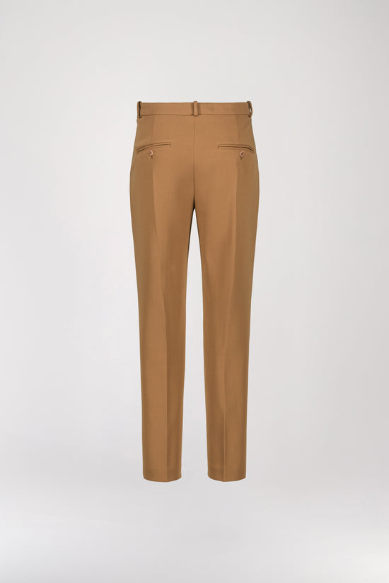 Pantalon droit en laine camel