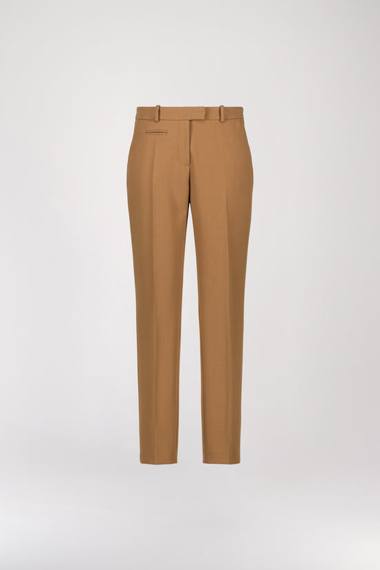 Pantalon droit en laine camel