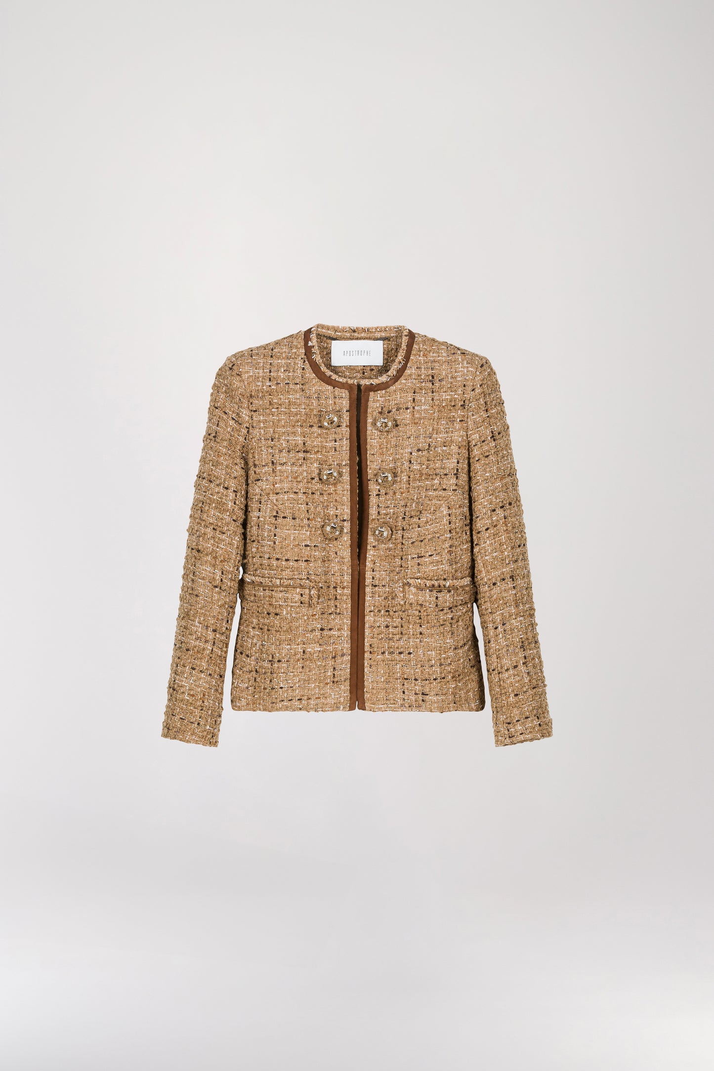 Camel tweed military jacket