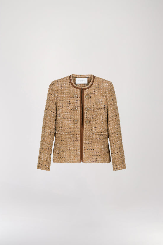 Camel tweed military jacket