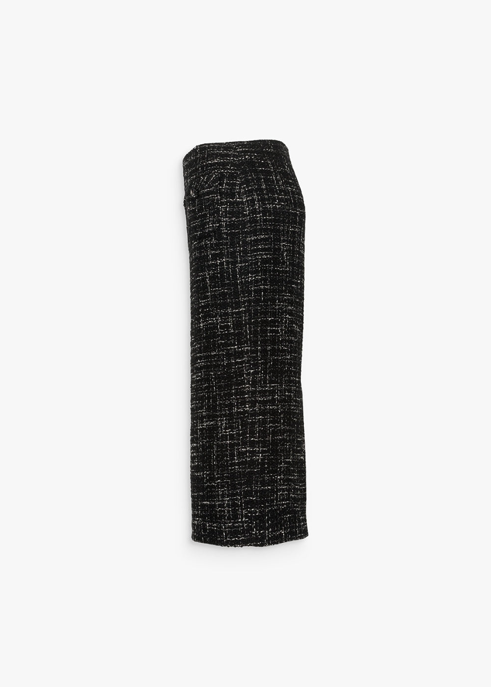 Jupe crayon en tweed noir avec fentes arrière et zip invisible