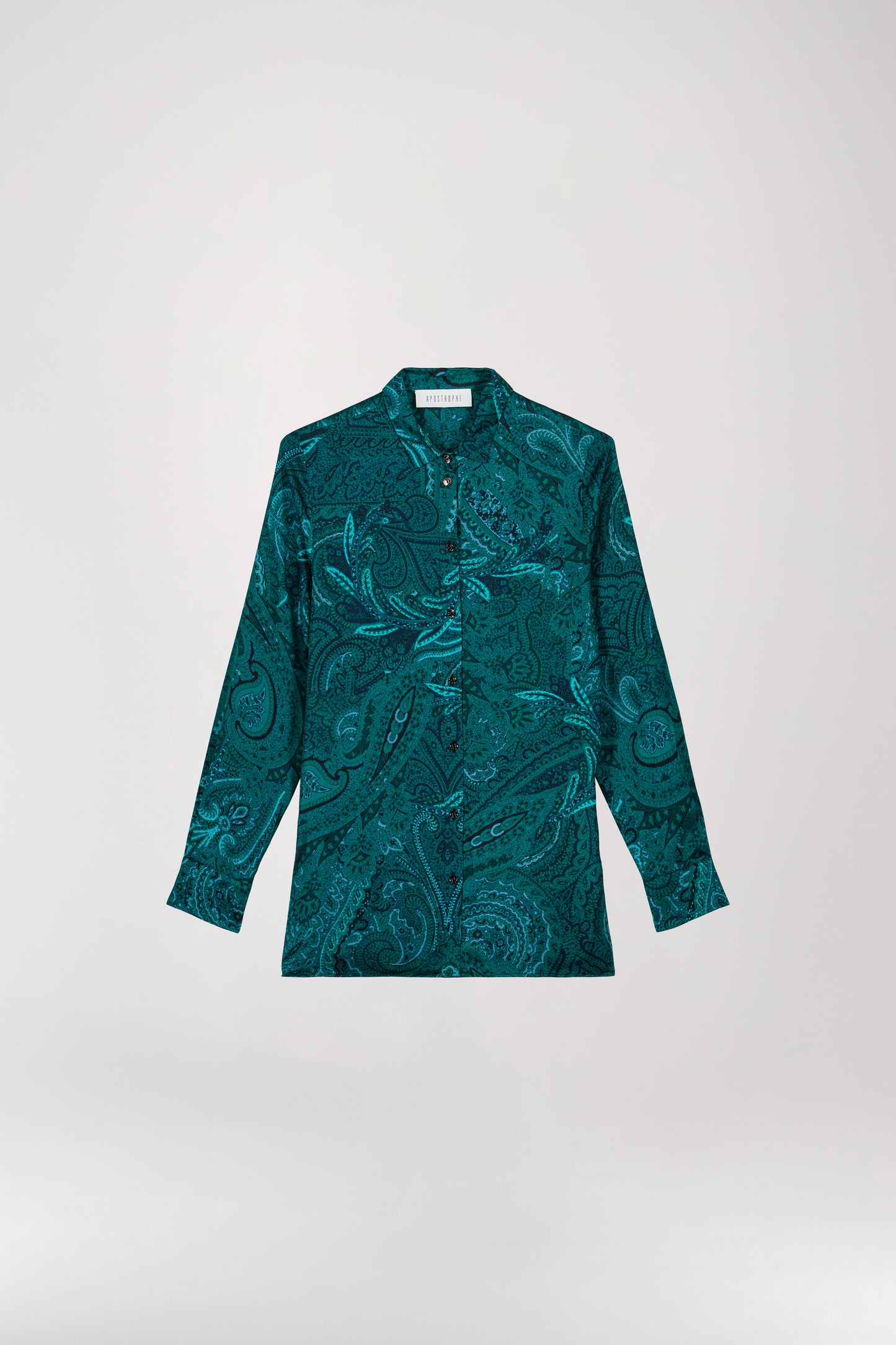 Green paisley print shirt