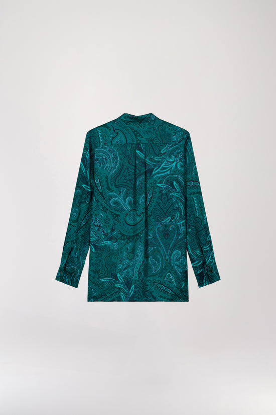 Chemise imprimée paisley verte