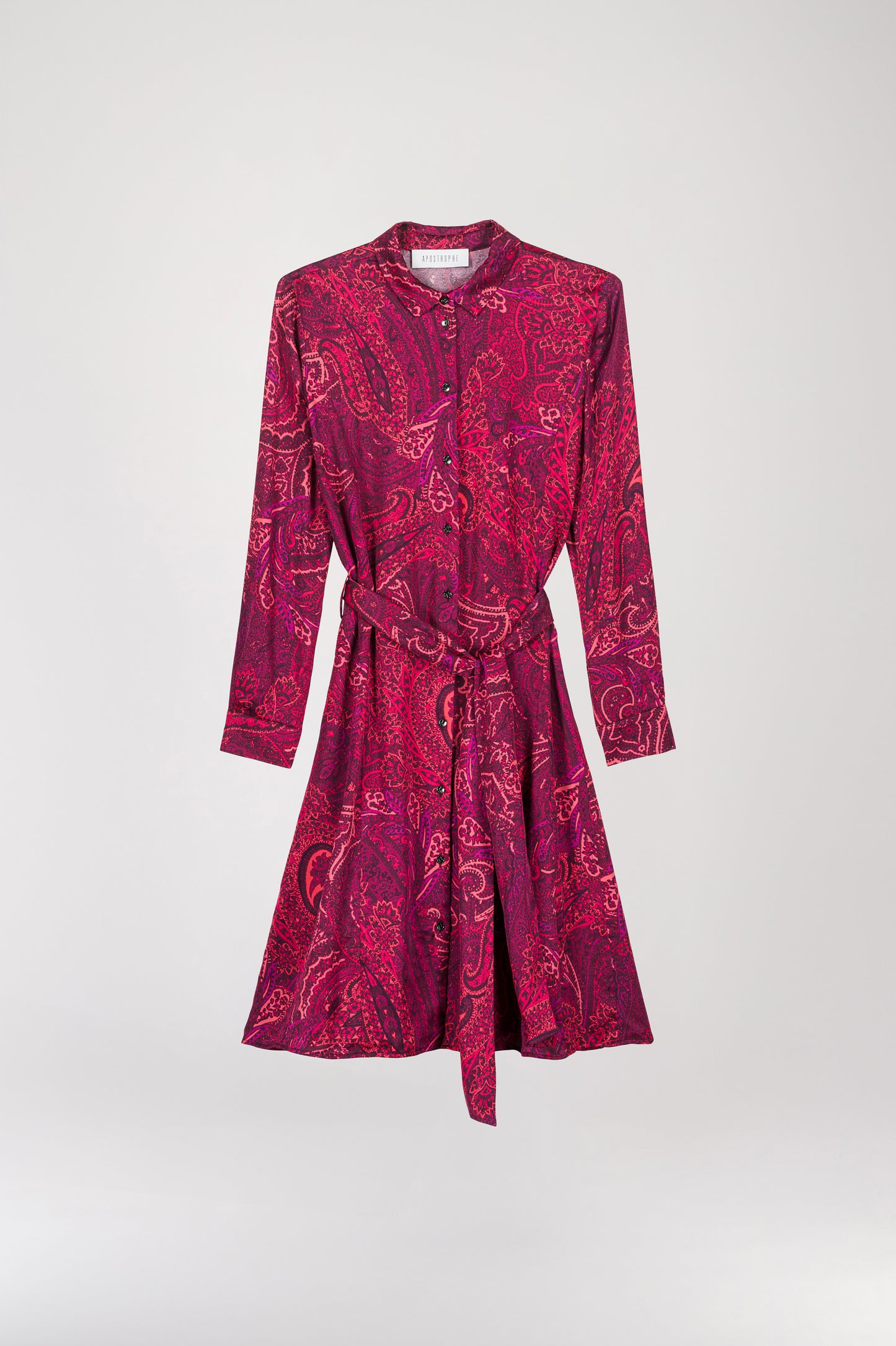 Robe chemise imprimé paisley grenat