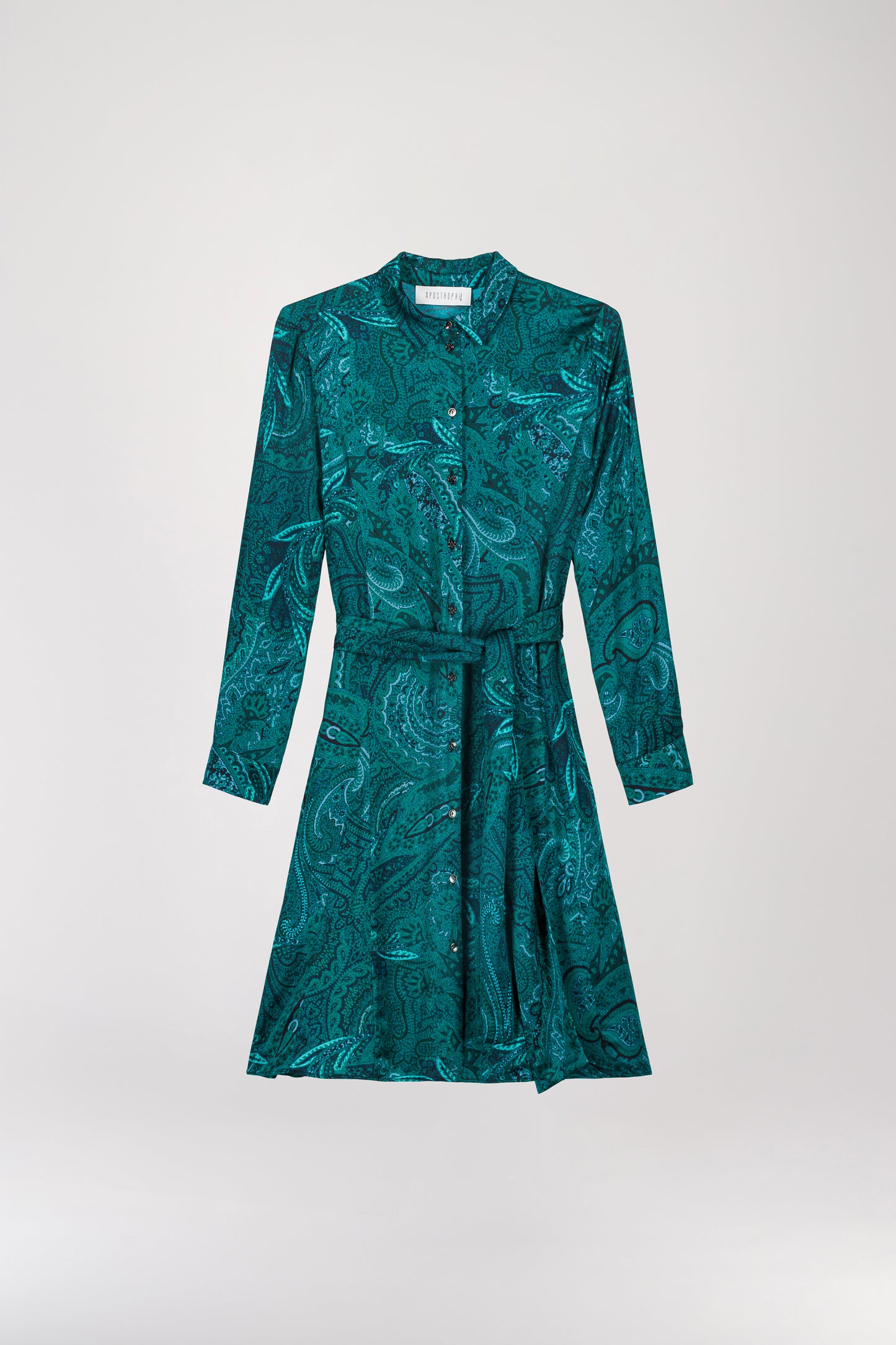 Robe chemise imprimé paisley vert