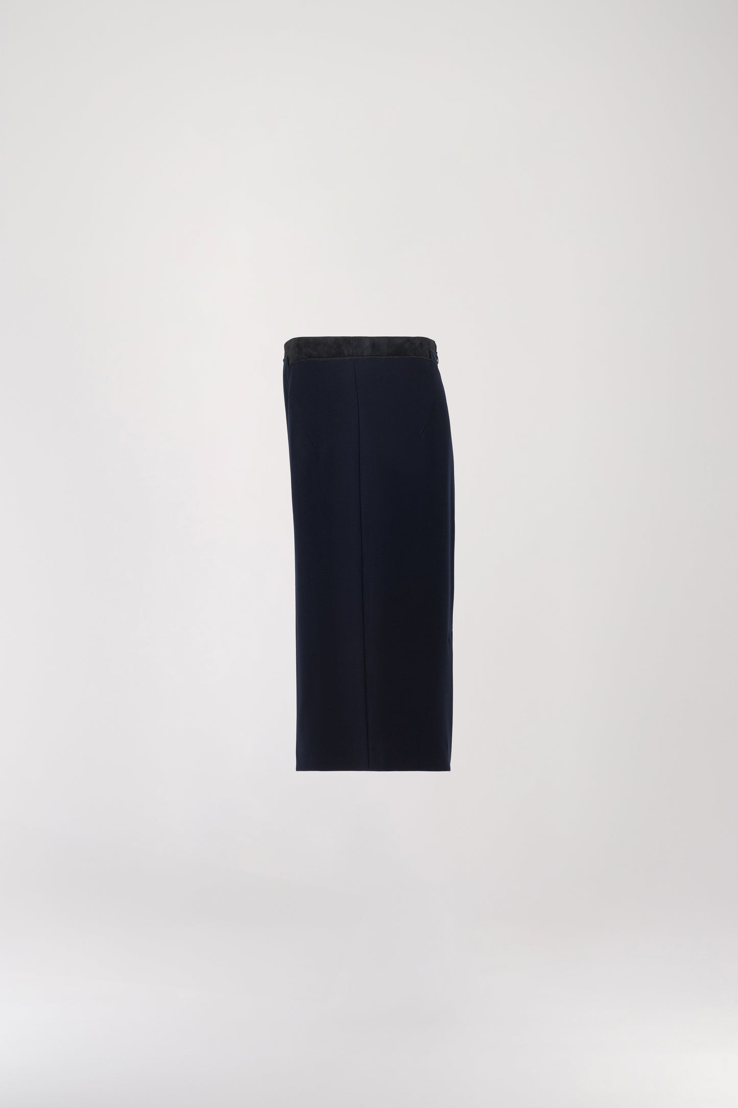 Navy bi-material pencil skirt