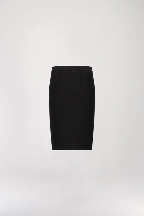 Black bi-material pencil skirt