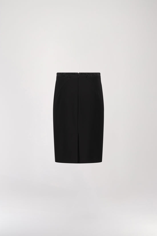 Black bi-material pencil skirt