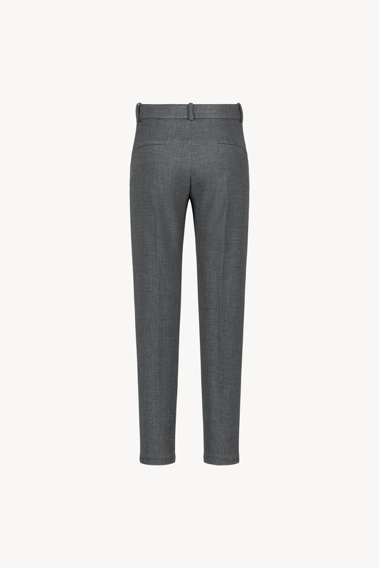 Élégant et versatile, ce pantalon gris droit à plis est conçu pour sublimer votre silhouette.