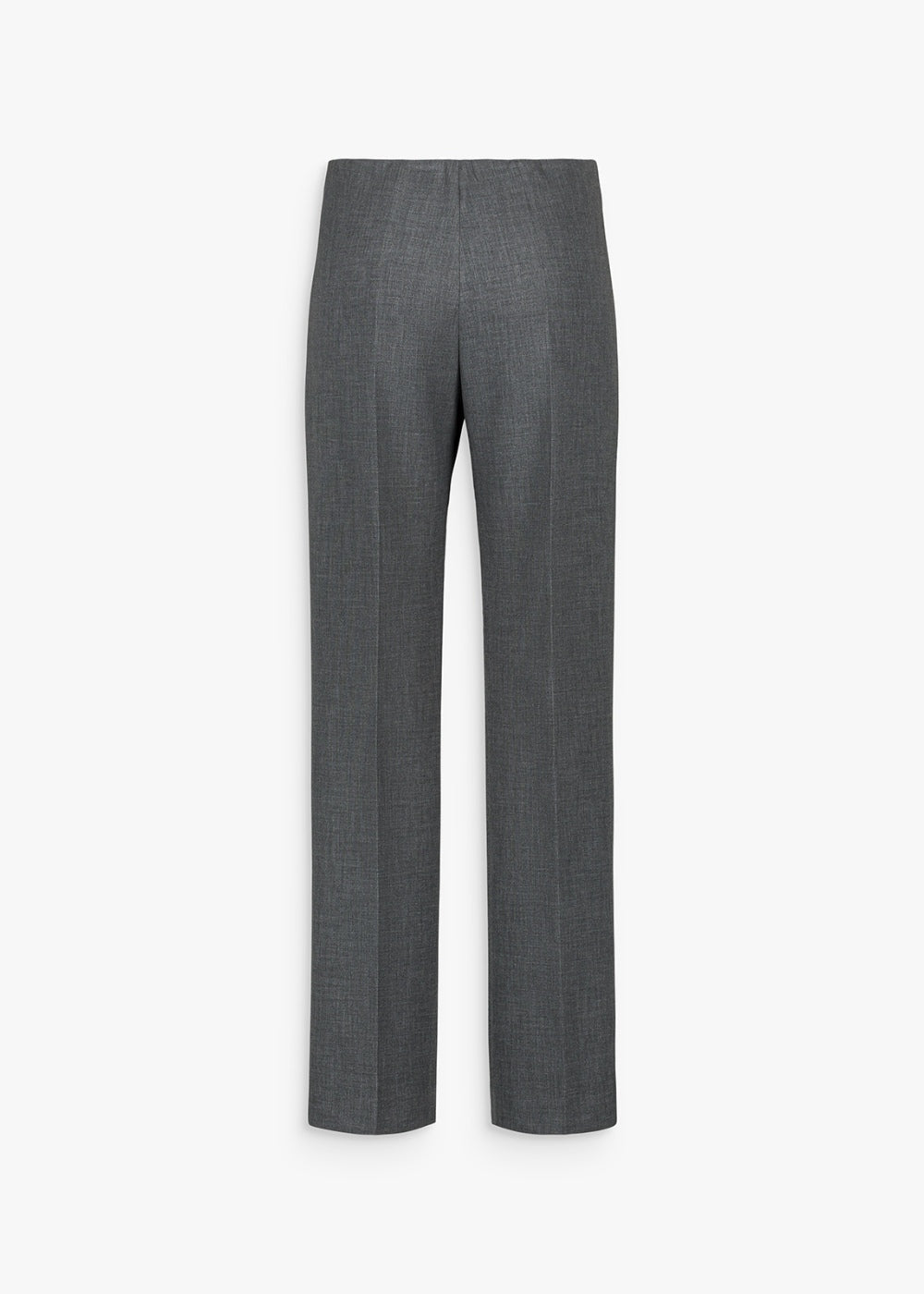 Pantalon droit à plis gris avec ceinture élastique