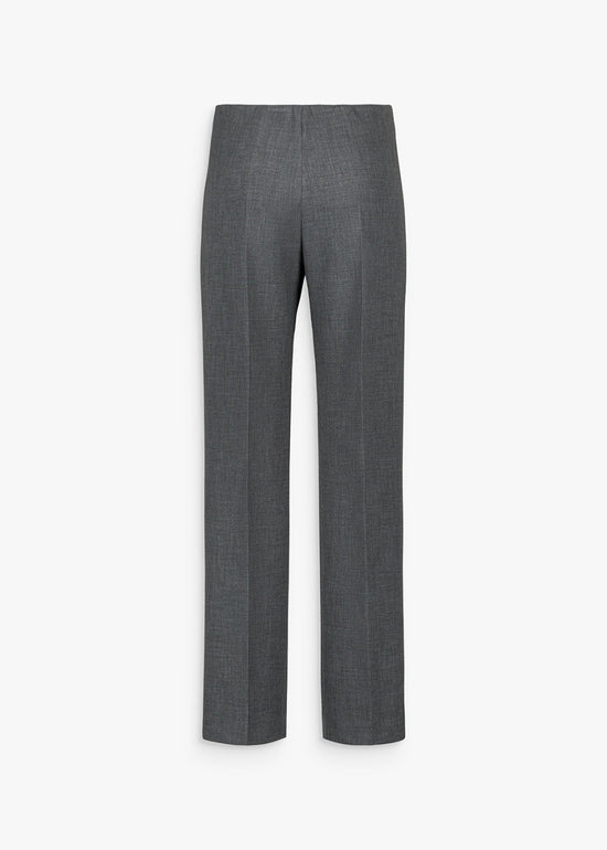 Pantalon droit à plis gris avec ceinture élastique