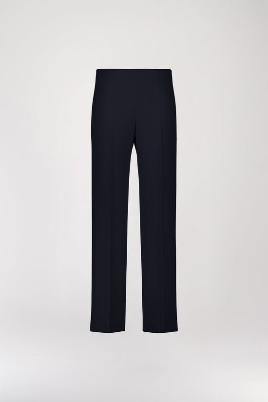 Navy pleated straight pants