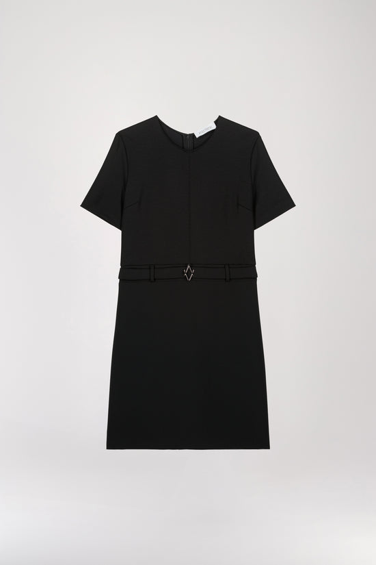 Black belted military straight dress