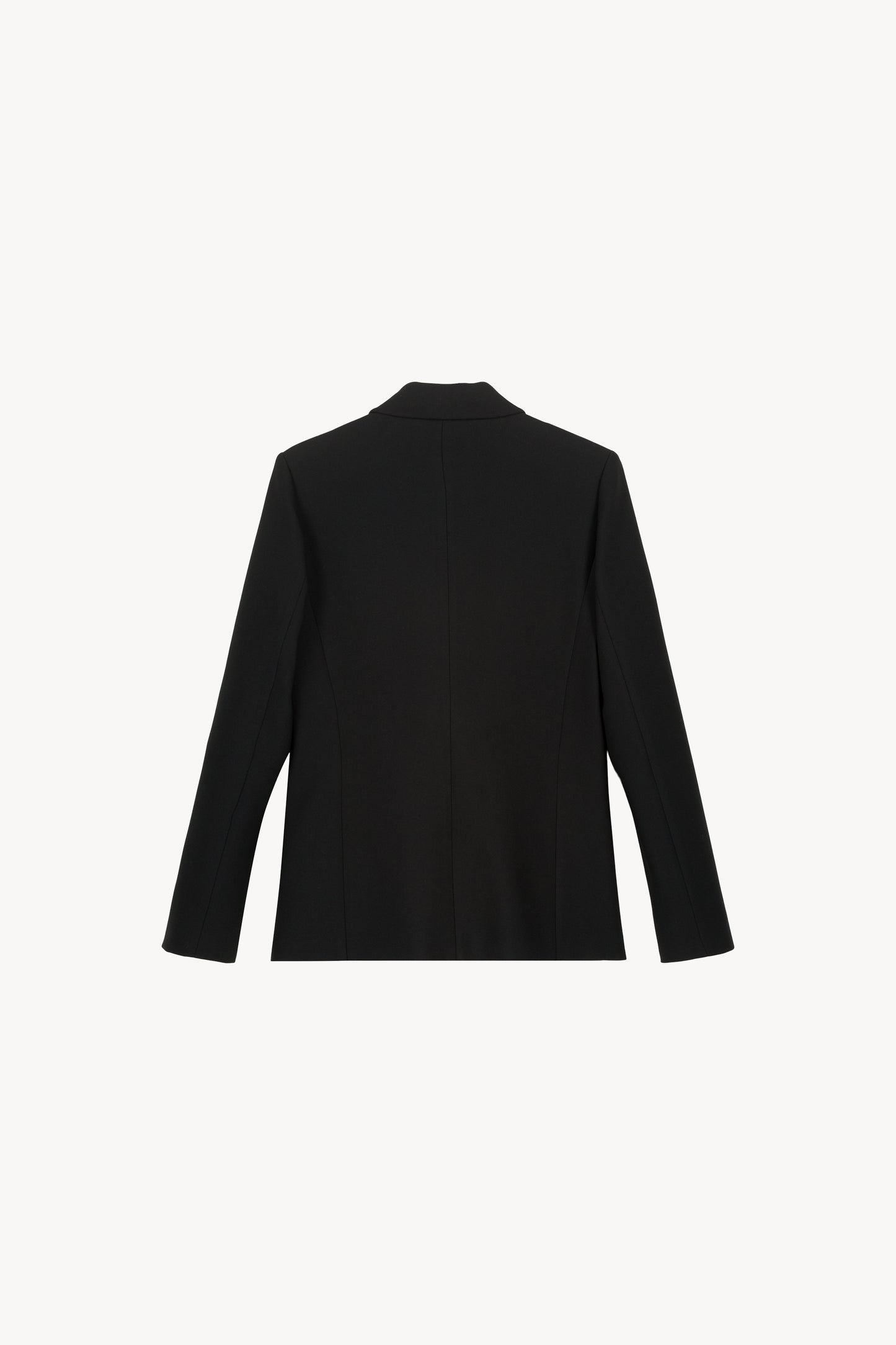 Blazer noir croisé à six boutons, poches plaquées à rabats, coupe structurée 