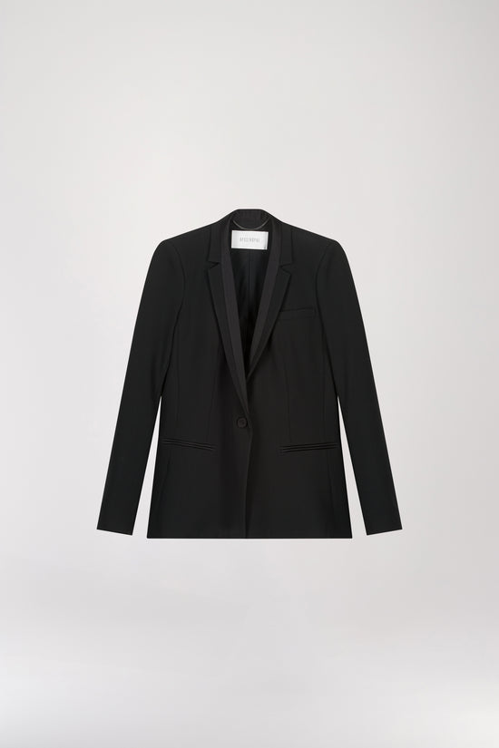 Black satin detail blazer