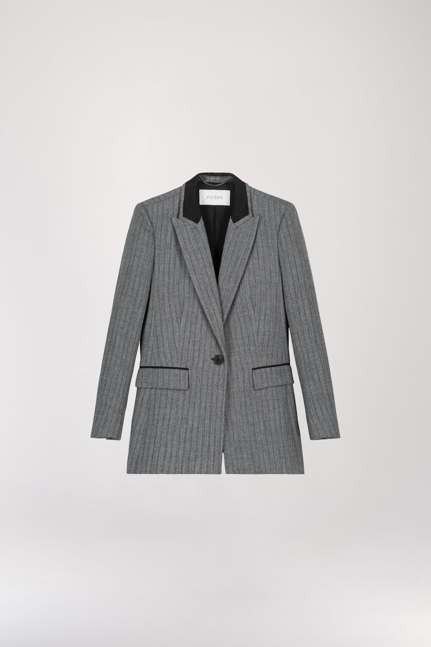 Gray chevron jacquard blazer