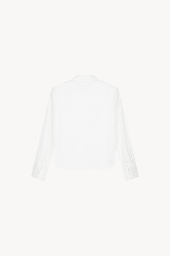 Chemise courte Apostrophe coupe droite avec monogramme brodé ton sur ton, col classique et fermeture boutonnée invisible.
