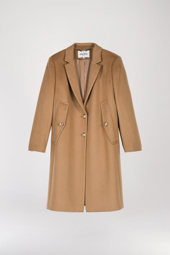 Camel wool and cashmere cape coat