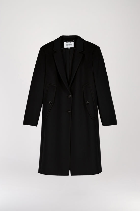 Black wool and cashmere cape coat